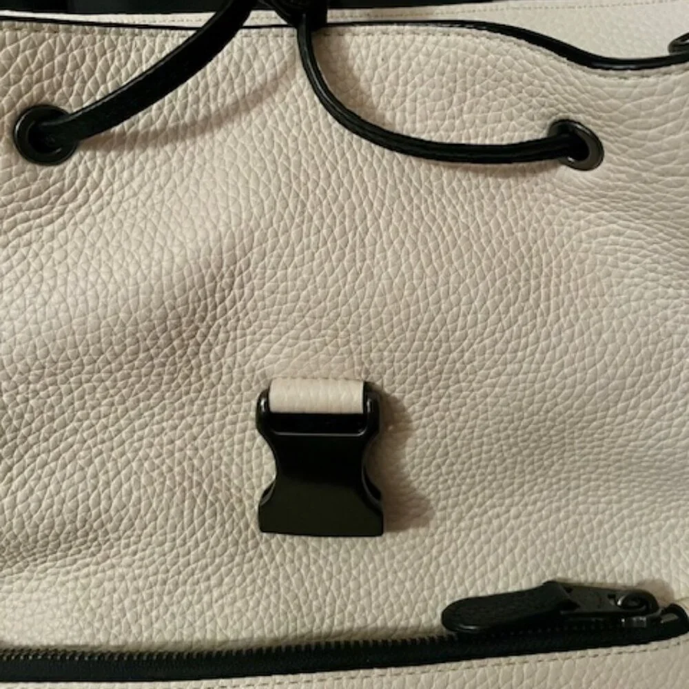 Coach Two-Tone Cream and Black Leather Backpack - Picture 12 of 14